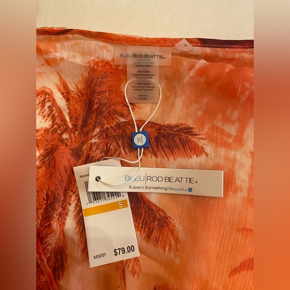 BLEU ROD BEATTIE Women's Living Color Orange Cover-up Caftan Size Small NWT - Picture 6 of 9